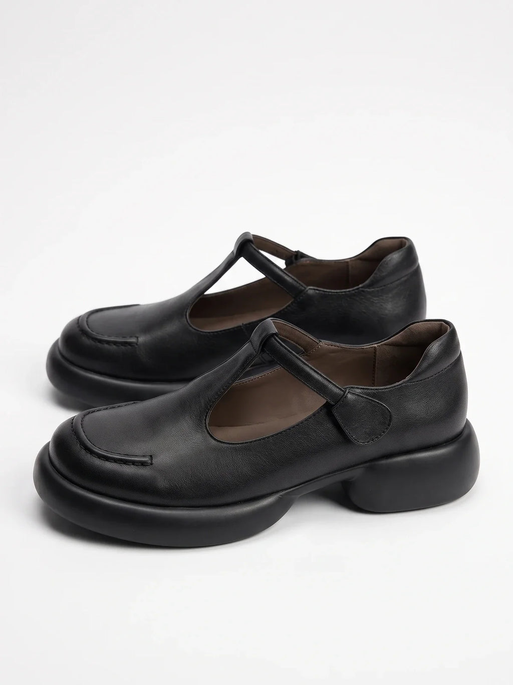 Alouette Matte Leather T-Bar Platforms