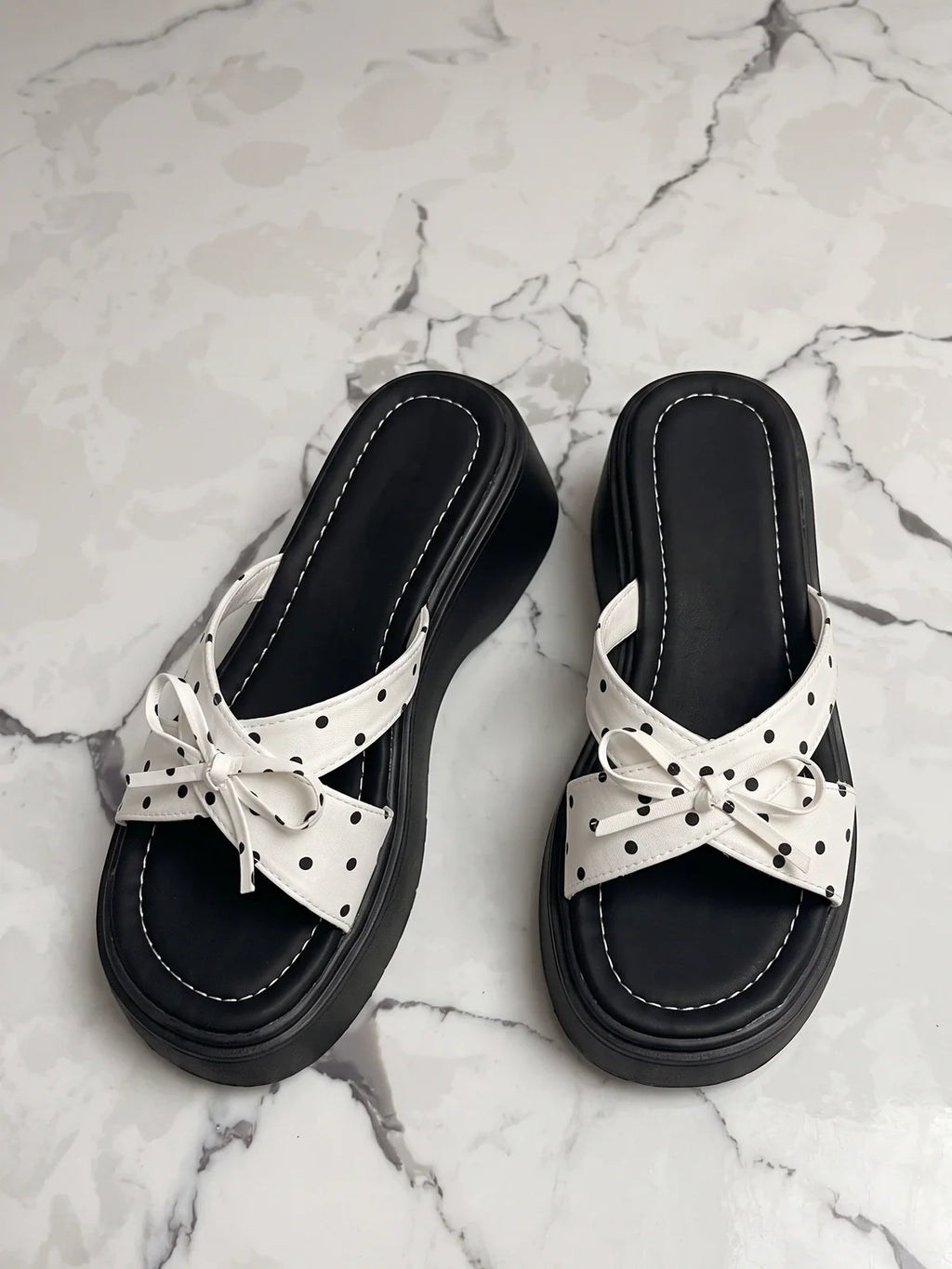 Ariane Polka Dot Platform Mules
