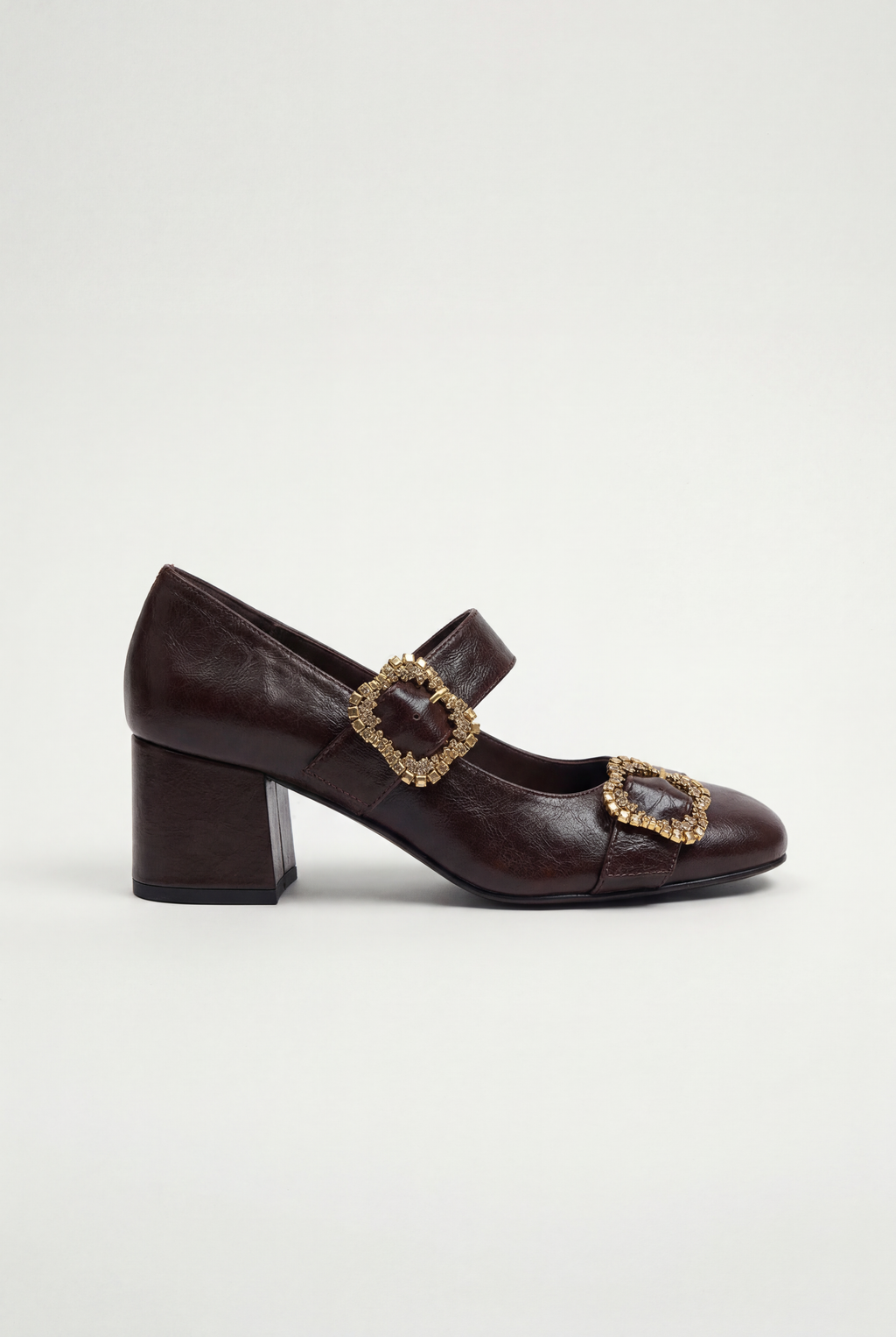 French Retro Lambskin Chunky Heels
