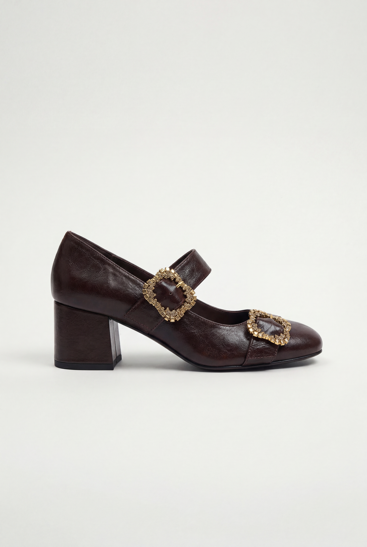 French Retro Lambskin Chunky Heels