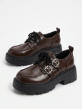 Mirellin Glossy Buckle Platform Loafers
