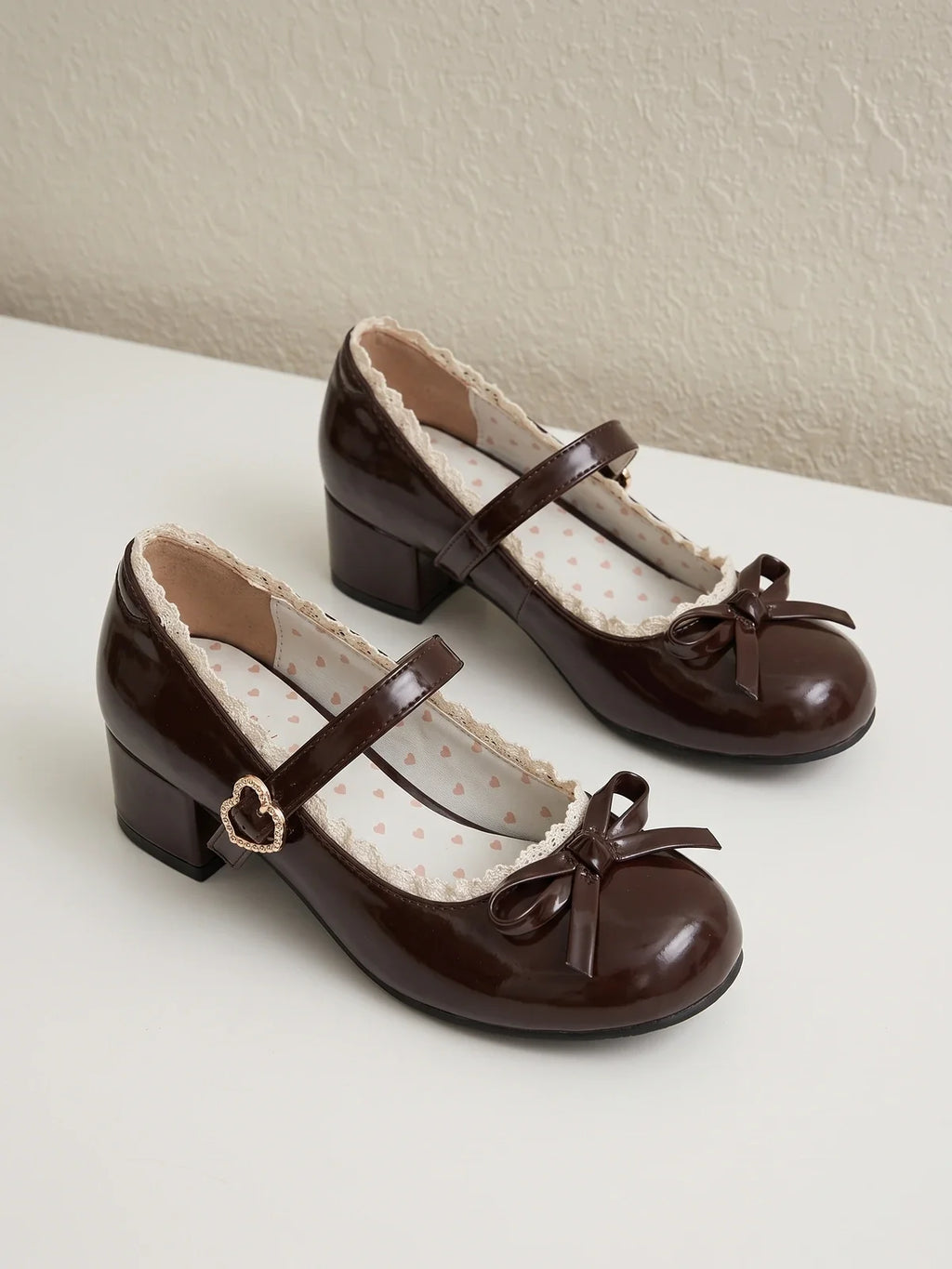 Fiorette Glossy Lace Mary Jane Heels