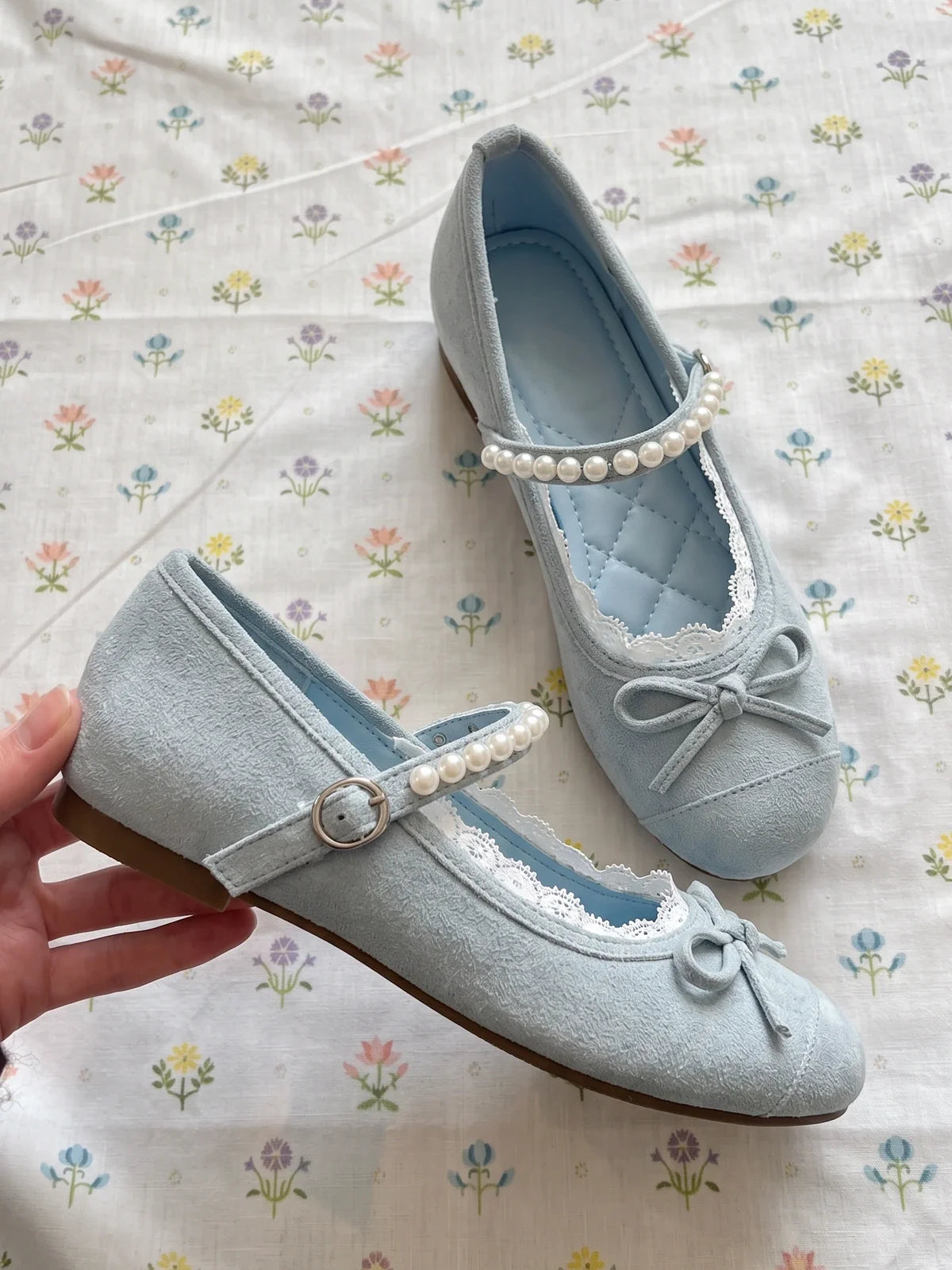 Anais Pearl Lace Mary Jane Flats