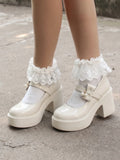 Mignettelle Pearl Bow Platform Mary Janes