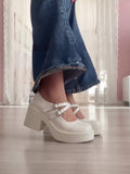 Mignettelle Heart Buckle Platform Mary Janes