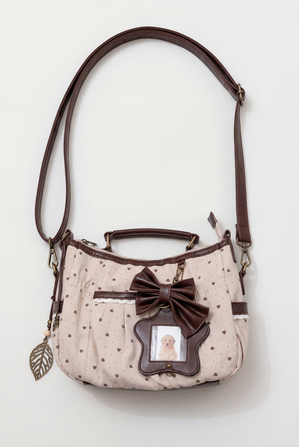Vintage Heart Polka Dot Shoulder Bag