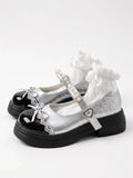 Ottavie Pearl Bow Lug Platform Mary Janes