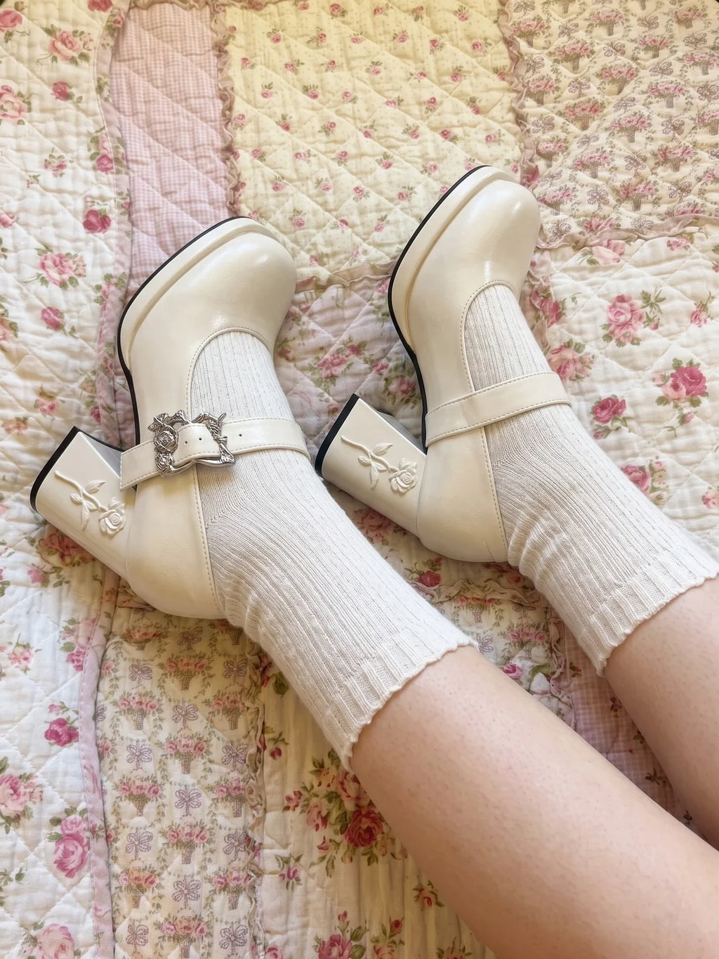 Rosalinde Rose Sculpture Mary Jane Heels