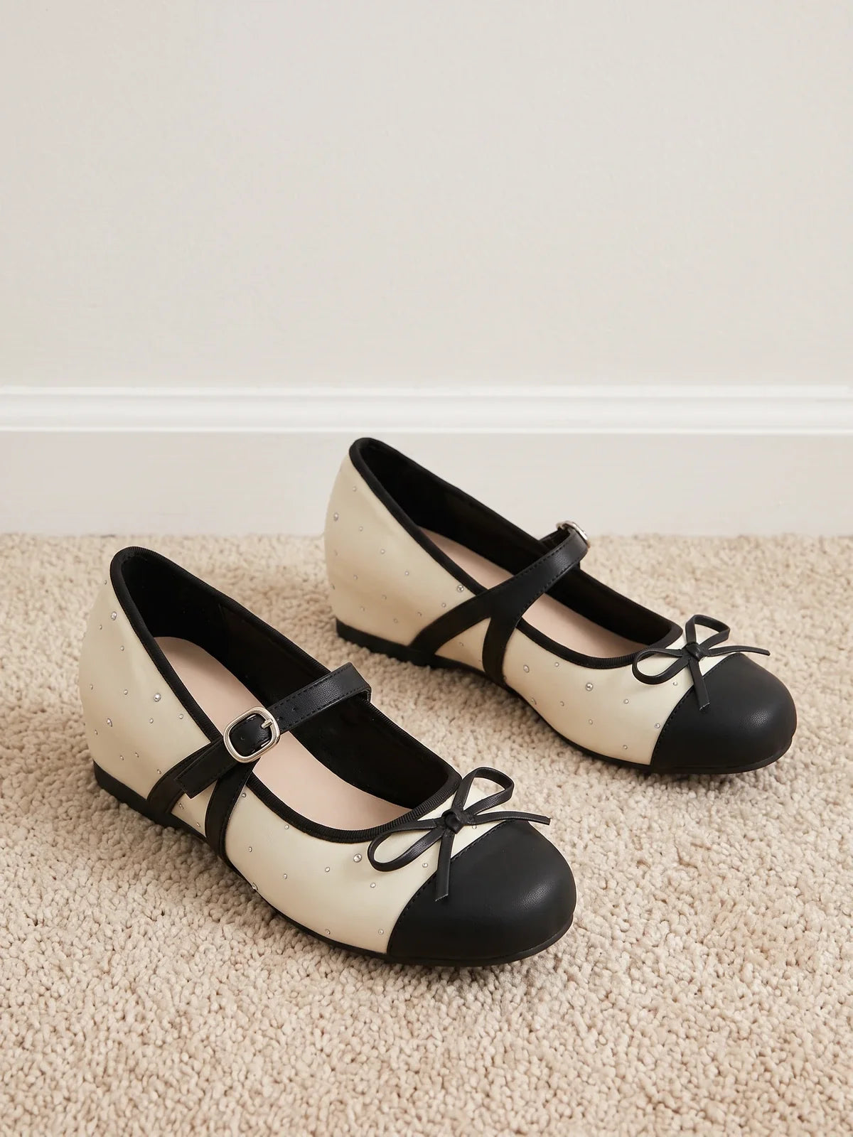 Charlotte Two-Tone Studded Mary Jane Flats