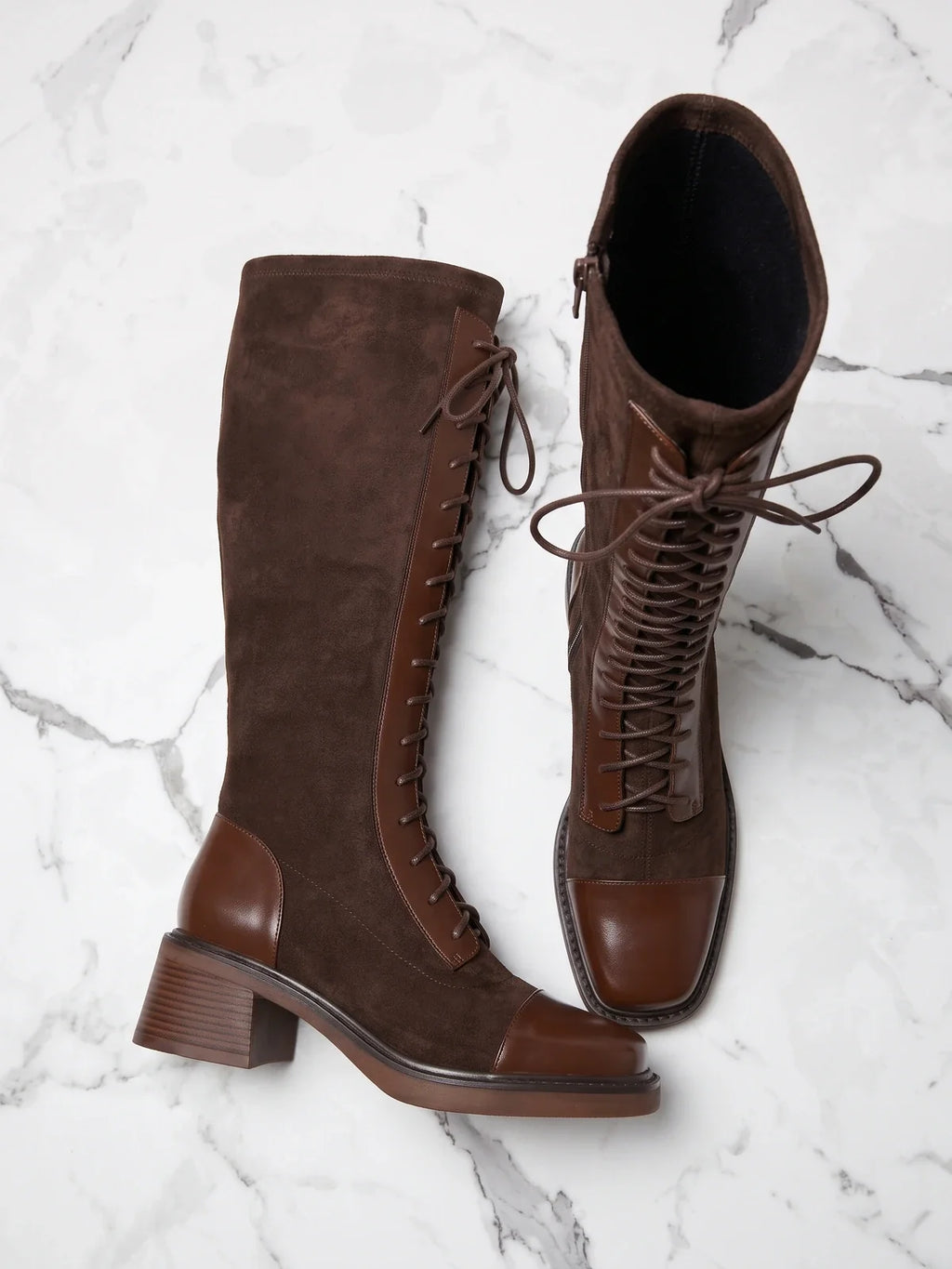 Leonie Two-Tone Lace-Up Boots