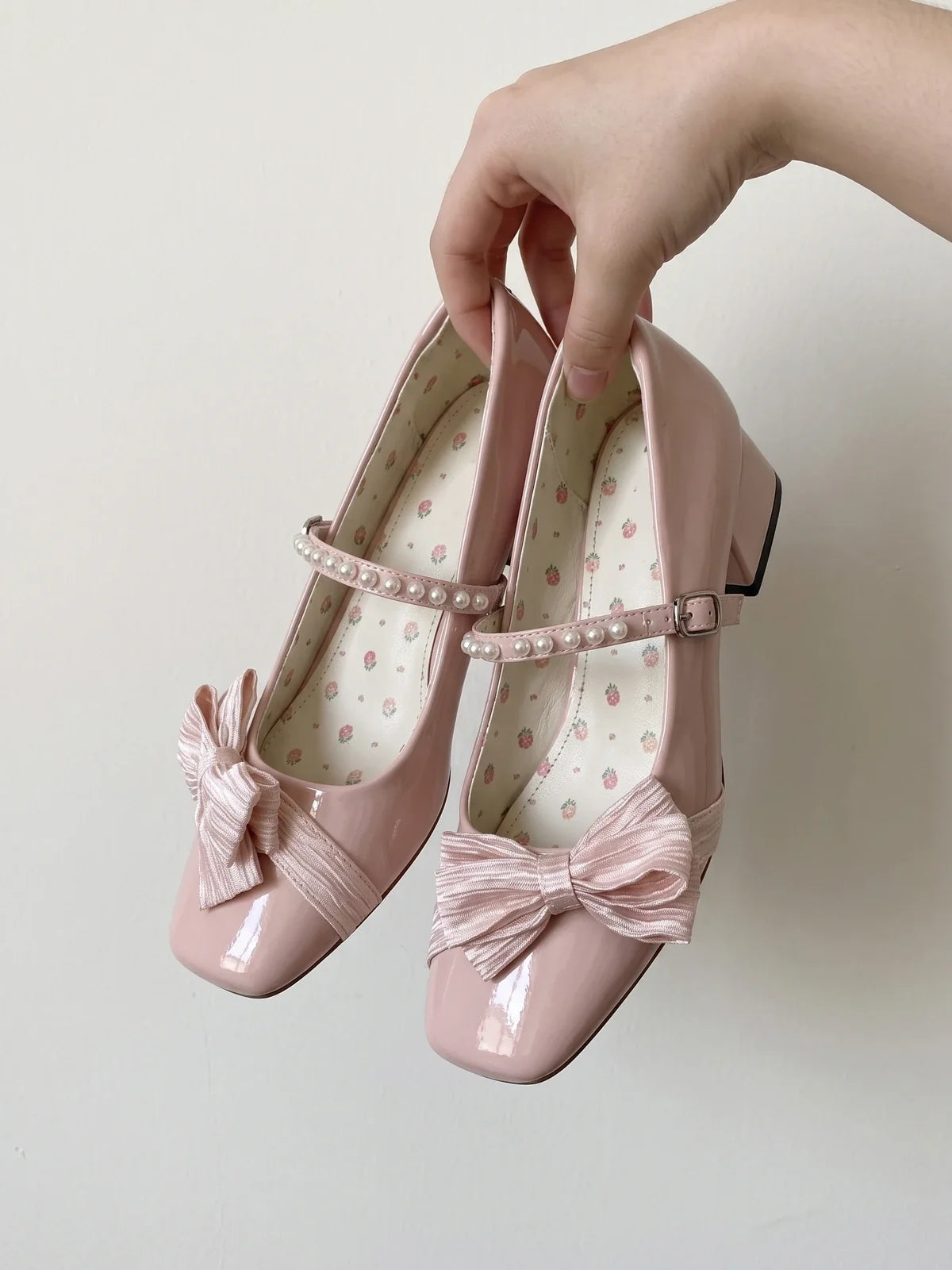 Zelie Pearlized Bow Mary Jane Heels