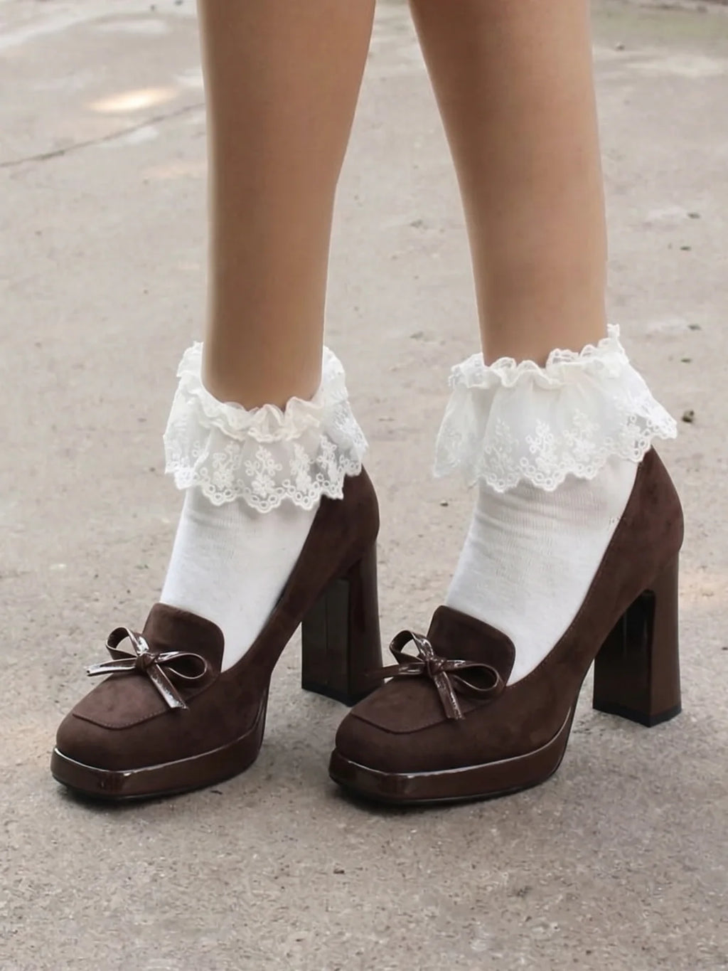 Helene Suede Bow Platform Heels
