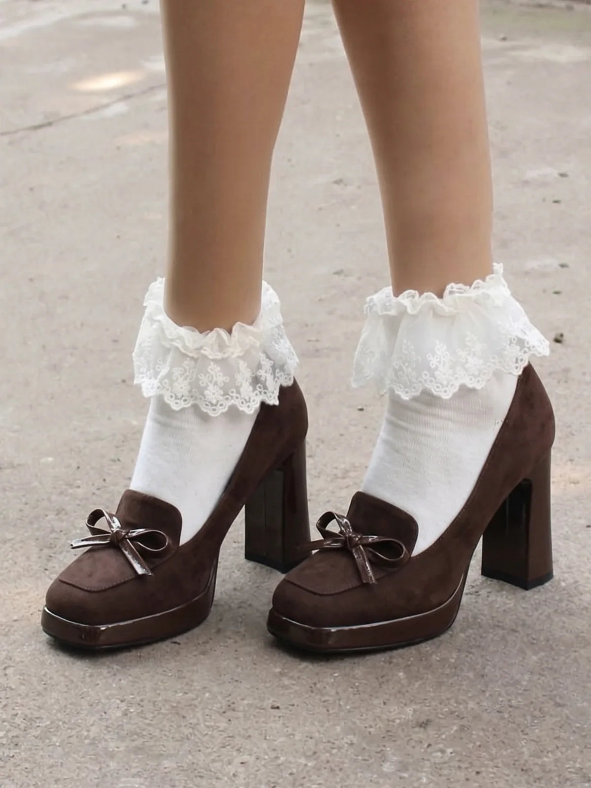 Helene Suede Bow Platform Heels