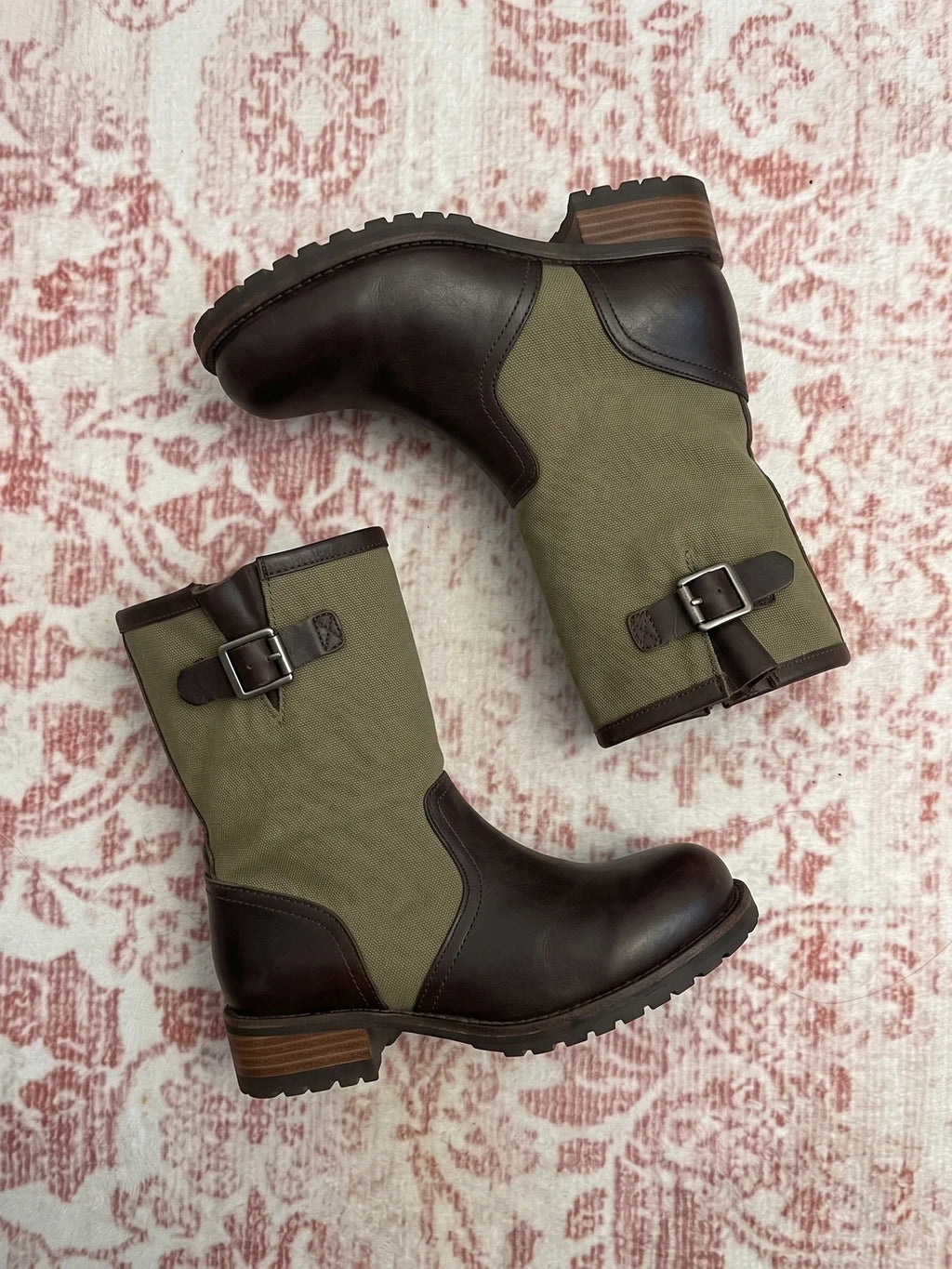 Mignettiane Canvas Buckle Mid-Calf Boots