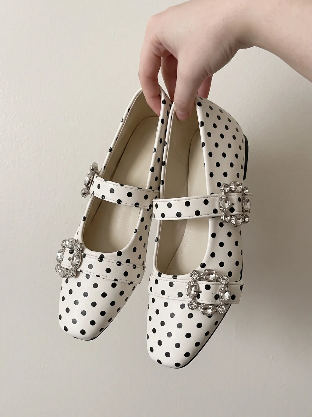 Ottaviolette Polka Dot Rhinestone Mary Janes