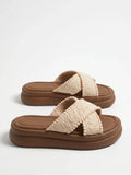 Madelina Knitted Pom-Pom Platform Slides