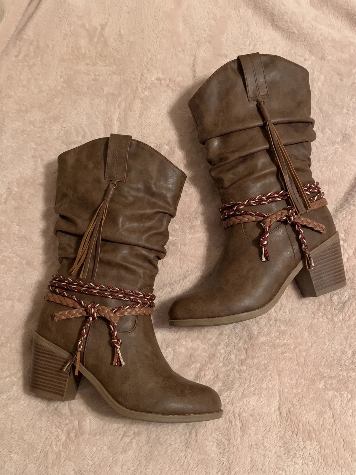 Solange Braided Tassel Mid-Calf Boots