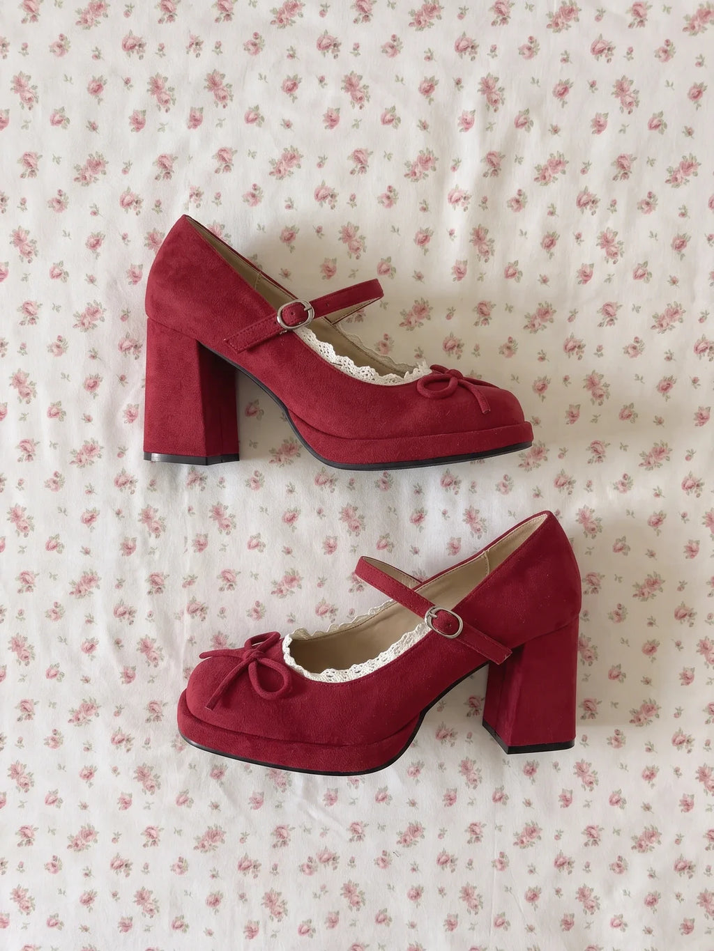 Mireillette Lace Bow Mary Jane Heels