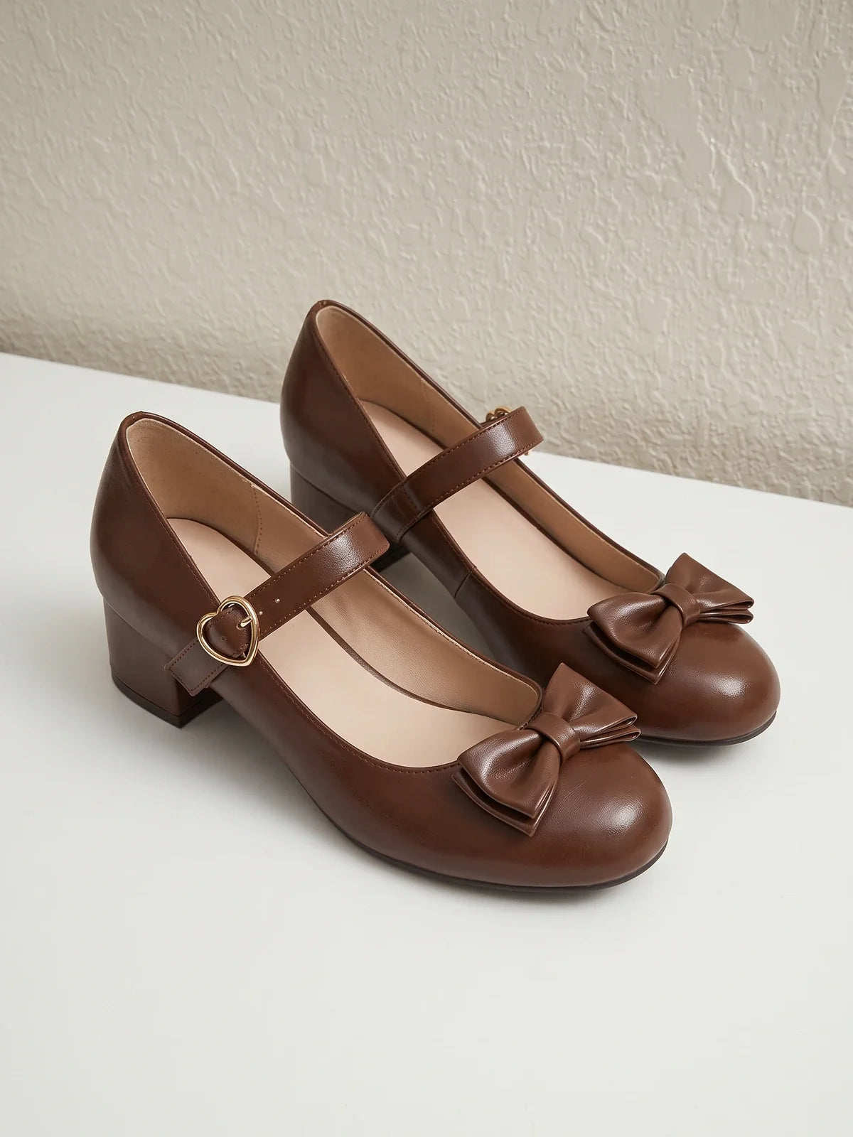 Zibeline Bow Heart-Buckle Mary Jane Heels