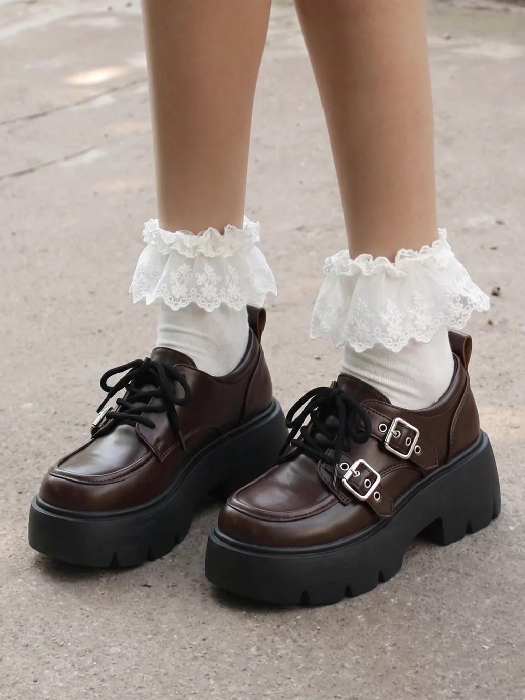 Mirellin Glossy Buckle Platform Loafers