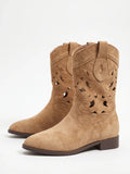 Zelie Laser-Cut Suede Western Boots
