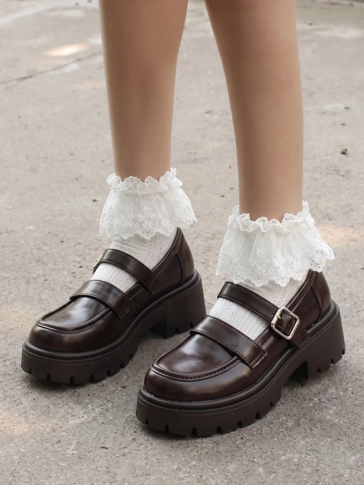 Viollette Lug Sole Mary Jane Shoes