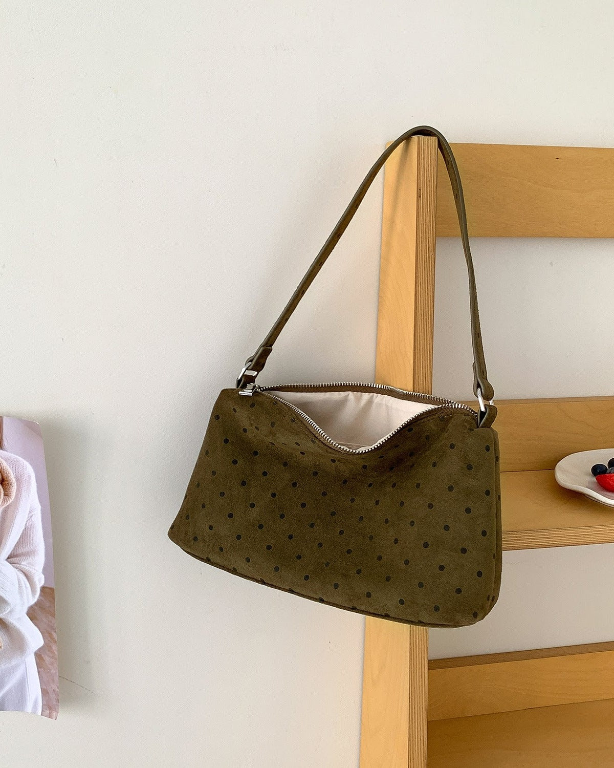Polka Dot Suede  Bag